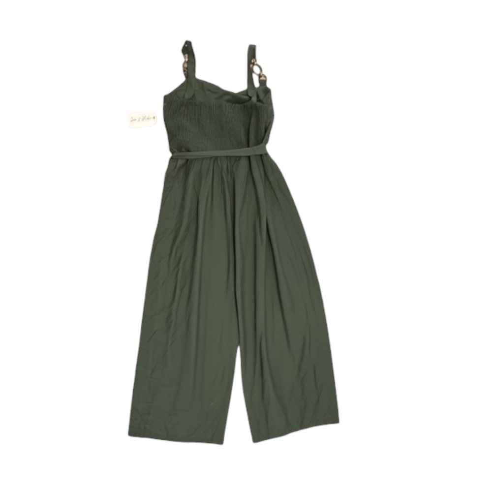 June & Hudson Olive Green Wide Leg Jumpsuit Smocked Back XL Y32211S20 NEW